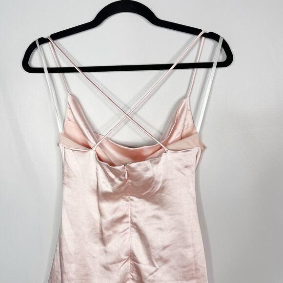 New Superdown Small S Blush Pink Billie Drape Midi Dress Cocktail Satin Ruched - Picture 7 of 13